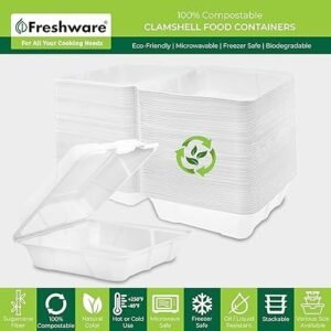 Freshware Compostable Clamshell Food Containers 50Pack