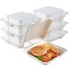 71ISIQo0p2L._UF894,1000_QL80_ 100 Compostable Clamshell Take Out Food Containers 50Pack HeavyDuty Quality