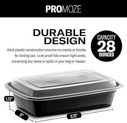 50Pack Reusable Meal Prep Containers Microwave Safe Food Storage Containers