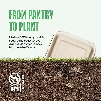 91xzplKVwL._SX342_.jpg 100 Compostable Clamshell Take Out Food Containers 50Pack HeavyDuty Quality